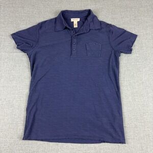 Diesel Polo Shirt Mens Medium Blue Slub Cotton Pocket Lightweight Short Sleeve
